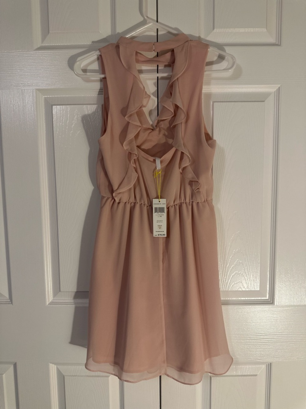 BCBGeneration Dusty Pink Ruffle-Front Midi Dress